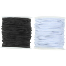 Cordón elástico para pulseras de 1,5 mm de grosor, para hacer pulseras DIY, color blanco y negro, 2 unidades, rollo de 40 m.
