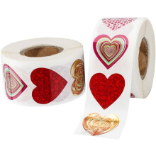 2 Rollen Herzaufkleber, Valentinstag-Herz-Etiketten, Aufkleber für Verpackungen, Hochzeitsgeschenke, Klebeetiketten