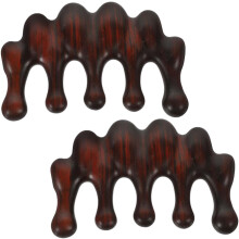 2 Stück Meridian-Massagekamm aus Holz mit breiten Zinken, Entwirrungskamm für dickes Haar zur Kopfhautmassage und