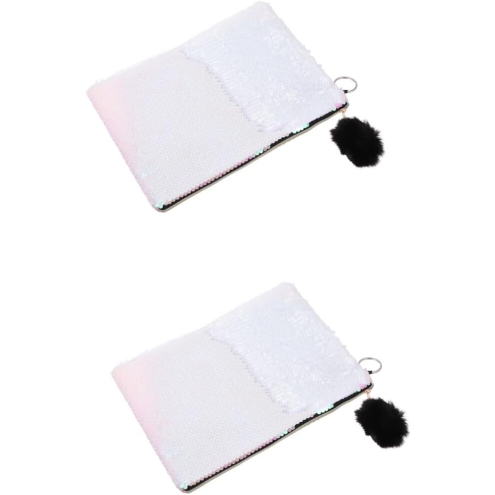 Hkhbjs 2Pcs Sequins Pen Bag Sequined Makeup Bag Women Cosmetic Pouch Coin Purse For Daily Use And Travel