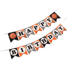 2 Sets Basketball-Geburtstagsbanner aus Papier, charmant-schicke Basketball-Geburtstagsdekorationen