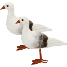 2er-Set Möwenfiguren, kleine Möwenfiguren, nautische Dekoration aus Schaumstoff, Federmaterial, stimmungsvolles Ornament, kleine Größe