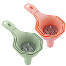 Lot de 2 entonnoirs multifonctions, petit entonnoir réutilisable en polypropylène, passoire intégrée, portable et facile à utiliser.