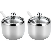 Lot de 2 bocaux en acier inoxydable 304 de qualité alimentaire, pour épices et rangement. Style moderne et élégant.