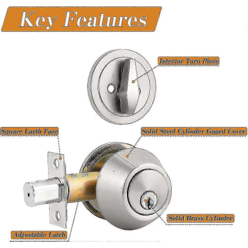 2 Pack Keyed Alike Single Cylinder Deadbolts, Brushed Nickel Combo Packs 1