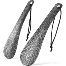 2 Stück Schuhanzieher aus Metall, sicher, ohne scharfe Kanten, schwarzer, komfortabler Griff, ideal für Senioren, Reisen und den täglichen Gebrauch