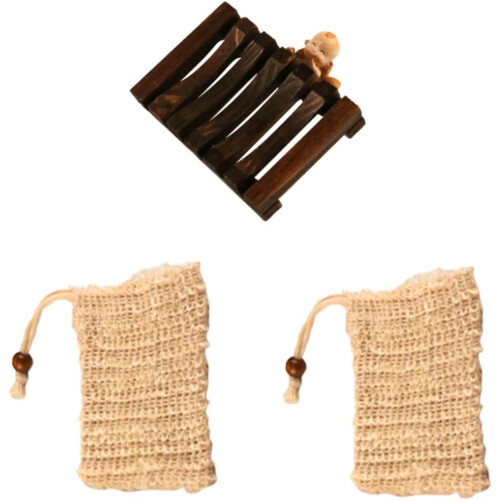 Seifenbeutel aus Leinen, Seifenablage aus Holz, Duftspender für Badezimmeraccessoires