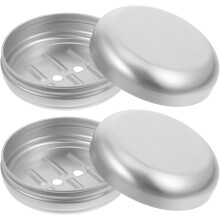 2er-Pack auslaufsichere Reise-Seifenboxen aus Aluminium, Seifenhalter mit praktischem Tragekomfort, robust und leicht.