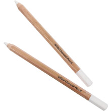 Witte houtskool tekenpotloden (2 stuks) voor kunstenaars, schetsen, schilderen en accentueren.