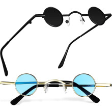 2er-Pack Retro-Punk-Sonnenbrillen mit runden Gläsern für Damen und Herren, polarisiertes Glas und Metallrahmen