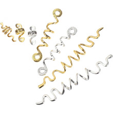 16-teiliges Set aus Metallmanschetten und spiralförmigen Haarperlen für Dreadlocks, gold- und silberfarben, Haaraccessoires