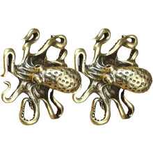 2er-Set Teehaustier-Oktopusfiguren aus Vintage-Kupfer mit feiner Verarbeitung – lebensechte Tischdekoration