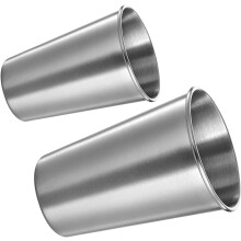 2er-Pack Partybecher aus Edelstahl, 355 ml, strapazierfähig, tragbar, silberfarben, schlichtes Design, kreativer Trinkbecher