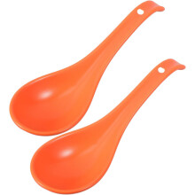2 Stück Keramik-Suppenlöffel im japanischen Stil, rutschfest, orangefarben, Küchenutensilien