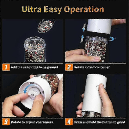 Electric Salt and Pepper Grinder Set USB Rechargeable Adjustable Coarseness Automatic 1