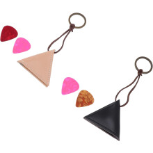 Gitaarplectrumhoesjes met 4 gitaarplectrums, comfortabel en soepel Cortex-materiaal, zwart en geel.