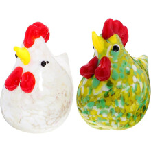 2 Stück Hühnerfiguren aus Glas, Tischdekoration, glatt, abriebfest, verschiedene Farben, niedliche Tierfiguren