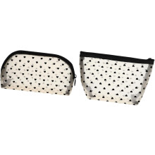 2er-Set Kosmetiktaschen „Love“, tragbare Kulturbeutel, Make-up-Etui aus Netzgewebe mit Herzdesign, Reise-Kosmetik-Organizer