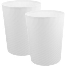 2 stk. rund søppelbøtte, liten søppelbøtte, 8 l, hvit PP-plast, innebygd pressering, uten lokk, design, soverom