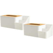 2er-Pack multifunktionale Aufbewahrungsboxen/Serviettenhalter, weißer Kunststoff, Schreibtisch-Organizer, fein poliert, elegantes Design, praktisch