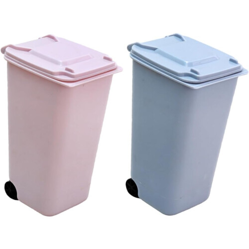 Lot de 2 mini poubelles de bureau multifonctions de 650 ml avec couvercle