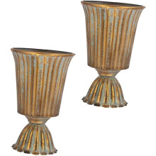 2 jarrones de hierro con forma de trofeo para decoración del hogar, ideales para arreglos florales y exhibición de plantas. Jarrones compactos.