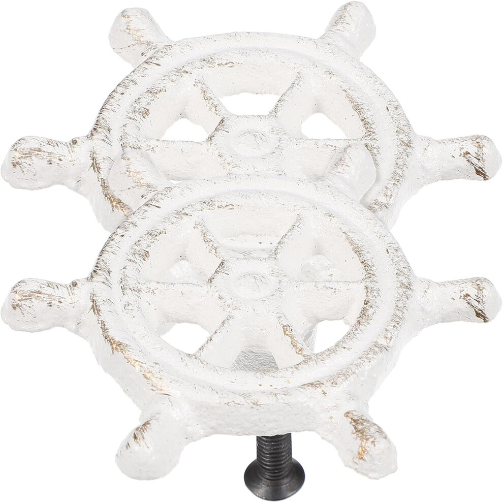 Ocean Inspired Cast Iron Drawer Pulls 2Pcs Rustic Rudder Handles 5455468327483