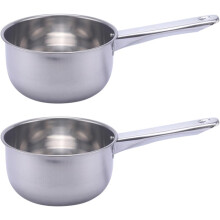 2 mestoli per acqua in acciaio inox con foro per appenderli, manico lungo e spesso, utensili da cucina