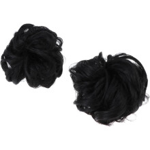 Lot de 2 chignons synthétiques, outil pour chignon, cheveux noirs naturels, coiffure créative