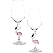 2 Stück verschleißfeste Weingläser aus Glas mit Flamingo-Motiv, 330 ml, zarte, dekorative Becher