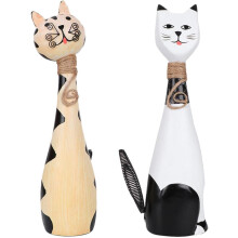 2er-Set Holzkatzenfiguren, hübsche Katzenfiguren, feine Verarbeitung, praktische Tischdekoration