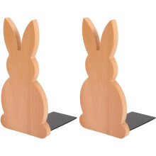 Lot de 2 serre-livres en bois en forme de lapin, décoratifs pour Pâques, pour livres et magazines