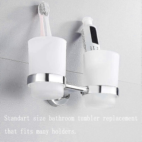 2Pcs Transparent Glass Toothbrush Mugs, Replacement Cups for Wall Mounted Holders 2