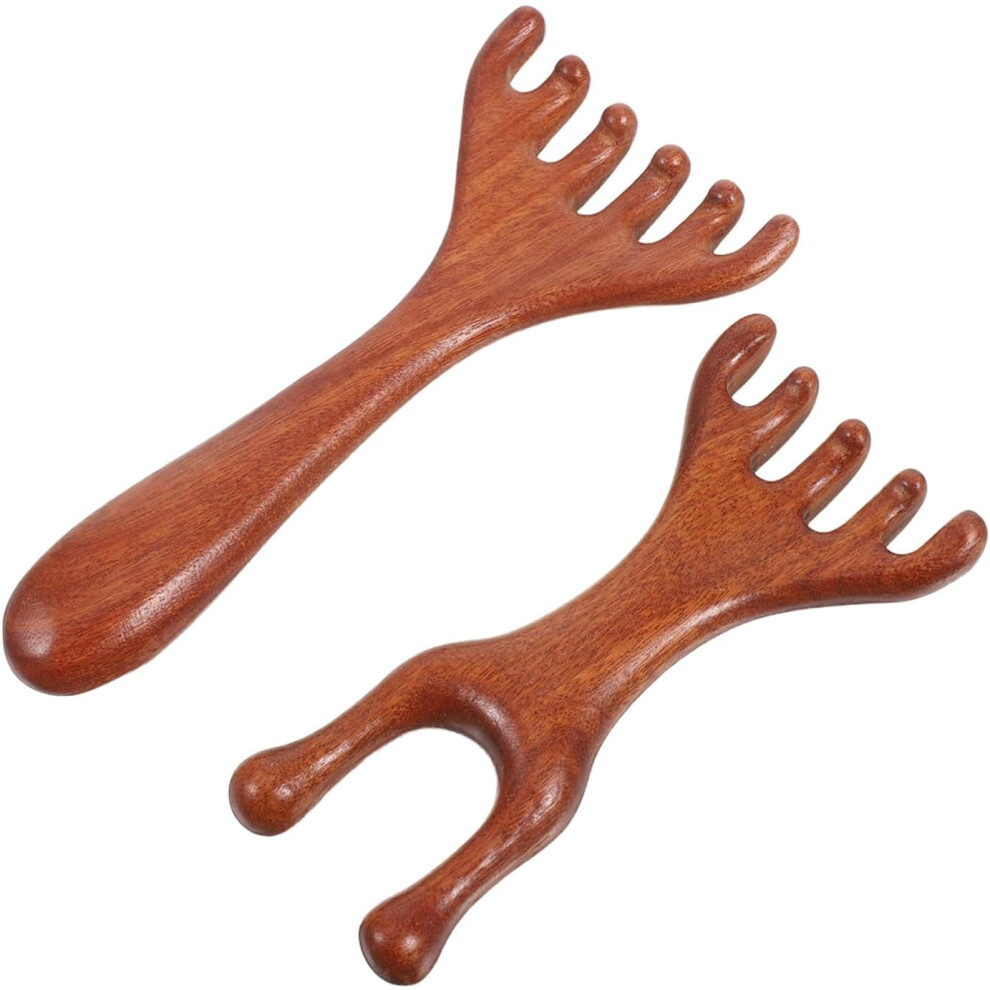 Hkhbjs 2Pcs Wooden Massage Comb Scalp Massager Natural Wood Hair Scalp Massager Handheld