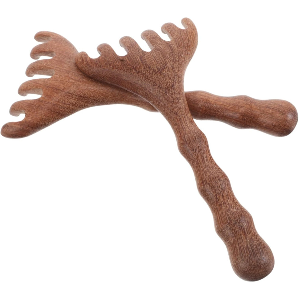 Hkhbjs 2Pcs Sandalwood Massager Comb Wooden Wide Tooth Scalp Scratcher Gua Sha Tool