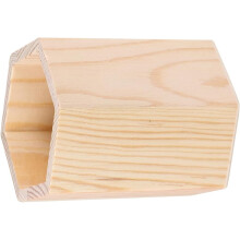 Set van 2 zeshoekige pennenbakjes van massief grenenhout, onafgewerkte houten bureau-organizer