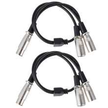 2 stk. XLR Y-splitterkabler 1 XLR hunn til 2 hann lydadapter oksygenfri kobber og slitestyrke