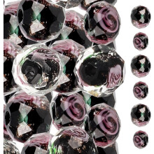40 Stück schwarze, facettierte Glasperlen in Blumenform, 8 mm und 10 mm, großes Loch, DIY-Schmuckperlen