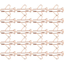 20 Stück roségoldene Flugzeug-Büroklammern, Mini-Metallklammern für Papierbastelarbeiten, Bürobedarf, Lesezeichen und Reiseaccessoires
