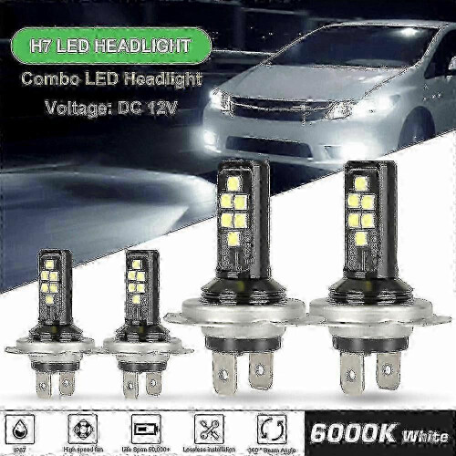 H7 LED Headlight Bulbs 120W 6000K Super Bright High Low Beam Conversion Kit 1