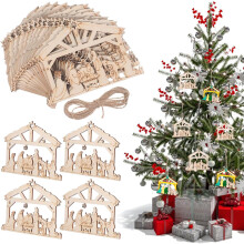 20-teiliges Krippen-Set, 3D-christliches Holzhaus zum Aufhängen