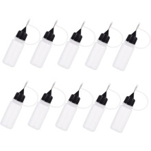 20 Stück transparente Applikatorflaschen mit feiner Spitze und schwarzem Verschluss (Quetschflaschen)