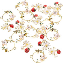 20-teiliges DIY-Schmuckset mit Anhängern in Form von Marienkäfer, Biene und weißer Blume