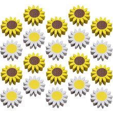 20pcs contas de madeira DIY Craft Set com contas de margarita brancas e amarelas para a decoração da casa da fazenda e a fabricação de jóias
