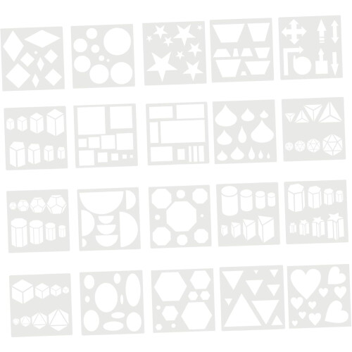 20 stencil geometrici in plastica per disegnare e imparare