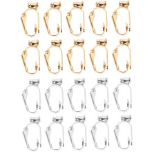 20 Stück Ohrclip-Adapter für Ohrringe, DIY-Zubehör, gold- und silberplattiertes Messing, klein