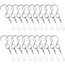 20 Stück drehbare Haken, Windspielzubehör, hochwertige, robuste Edelstahlclips für Garten und Badezimmer
