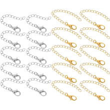 20 Stück Metall-Verlängerungsketten mit Karabinerverschluss für Armbandherstellung, Schmuck-DIY-Bastelarbeiten