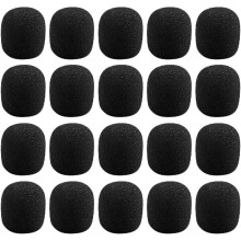 Lot de 20 bonnettes de protection en mousse pour microphone cravate, en matériau noir.