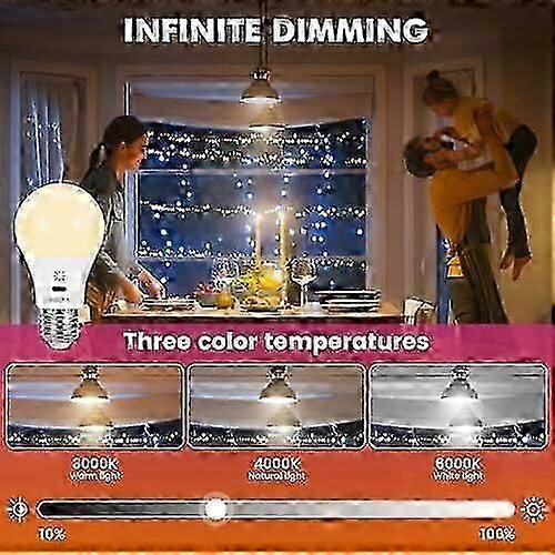 8W Rechargeable Smart RGB Light Bulb with Touch Control 9+3 Color Temperature 1